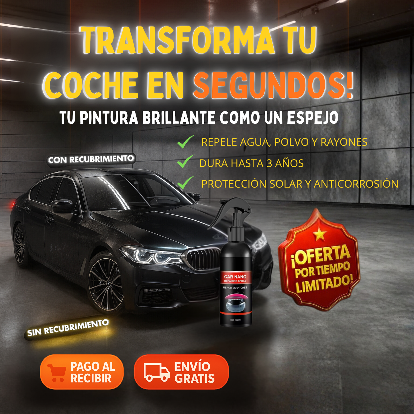 🚙 Spray reparacion de arañazos - Brillo Xtremo 🔥✨