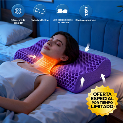 🌙✨ Almohada Cervical 3D 🐝 Panal Confort – Dile Adiós al Dolor de Cuello