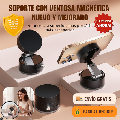 🧲 Grip360™ Soporte de Teléfono con Ventosa Giratoria 🚗