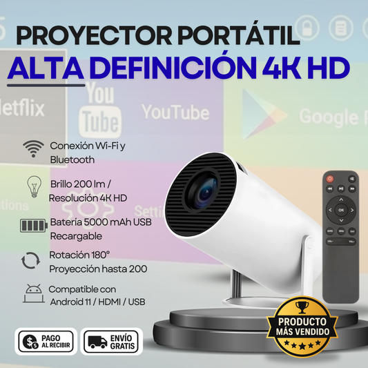 CinePro Max- Proyector Smart 4K Full HD Portátil con Android 11 -