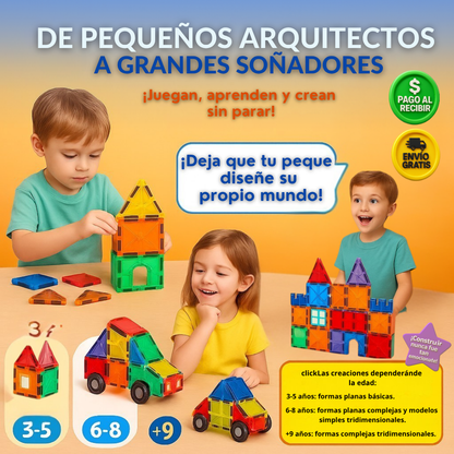 🌈 Bloques Magnéticos de 57 Piezas – Diversión Educativa para Pequeños Genios 💡