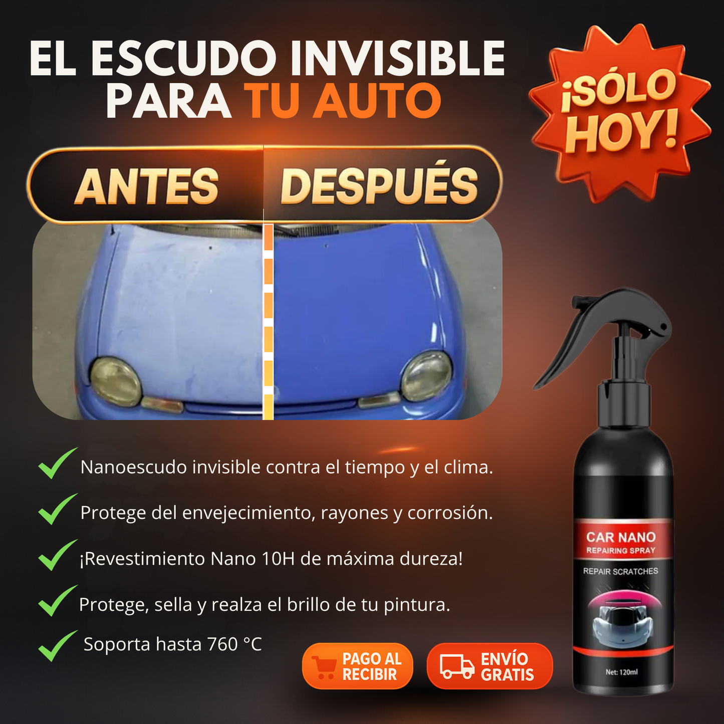 🚙 Spray reparacion de arañazos - Brillo Xtremo 🔥✨