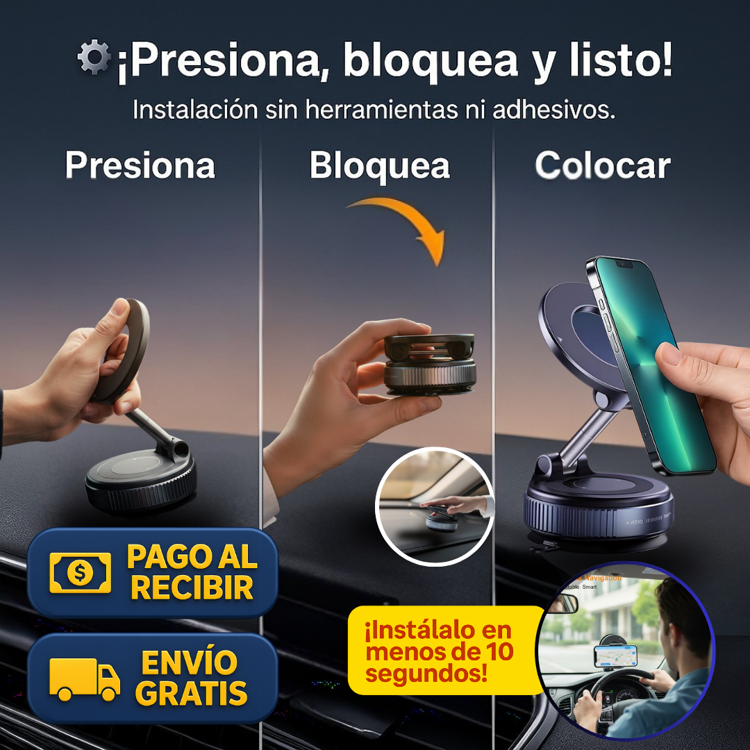🚙 Soporte Magnético con Succión Potente - AutoLock 360° 🧲