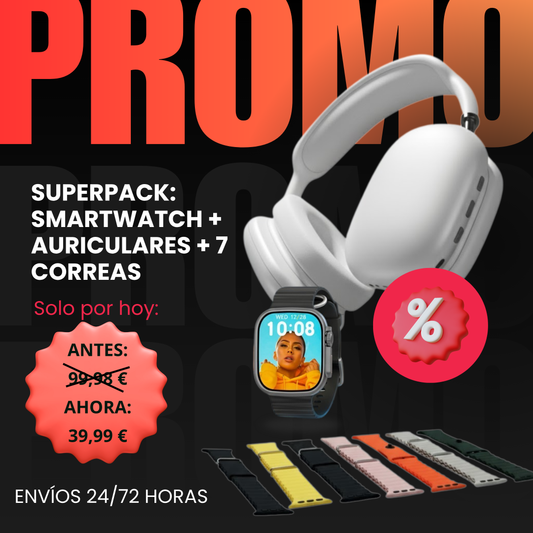 El Pack Inteligente que lo Hace Todo - Reloj Smart Watch + Auriculares Diadema