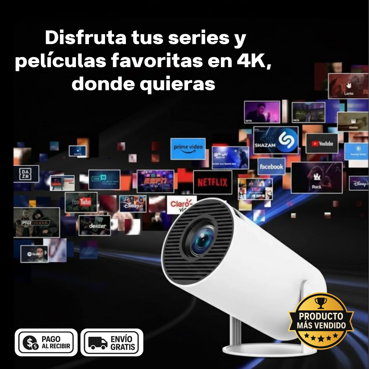 CinePro Max- Proyector Smart 4K Full HD Portátil con Android 11 -