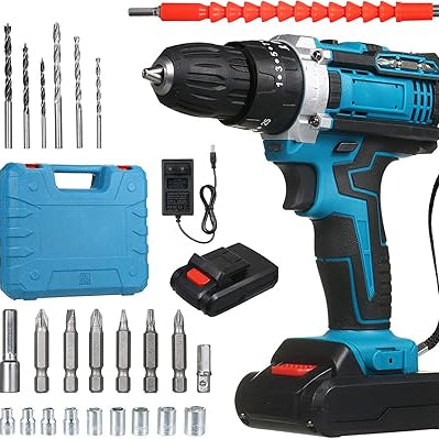 Juego de Taladro Eléctrico Inalámbrico 18V – Potencia y Precisión para Todos tus Proyectos