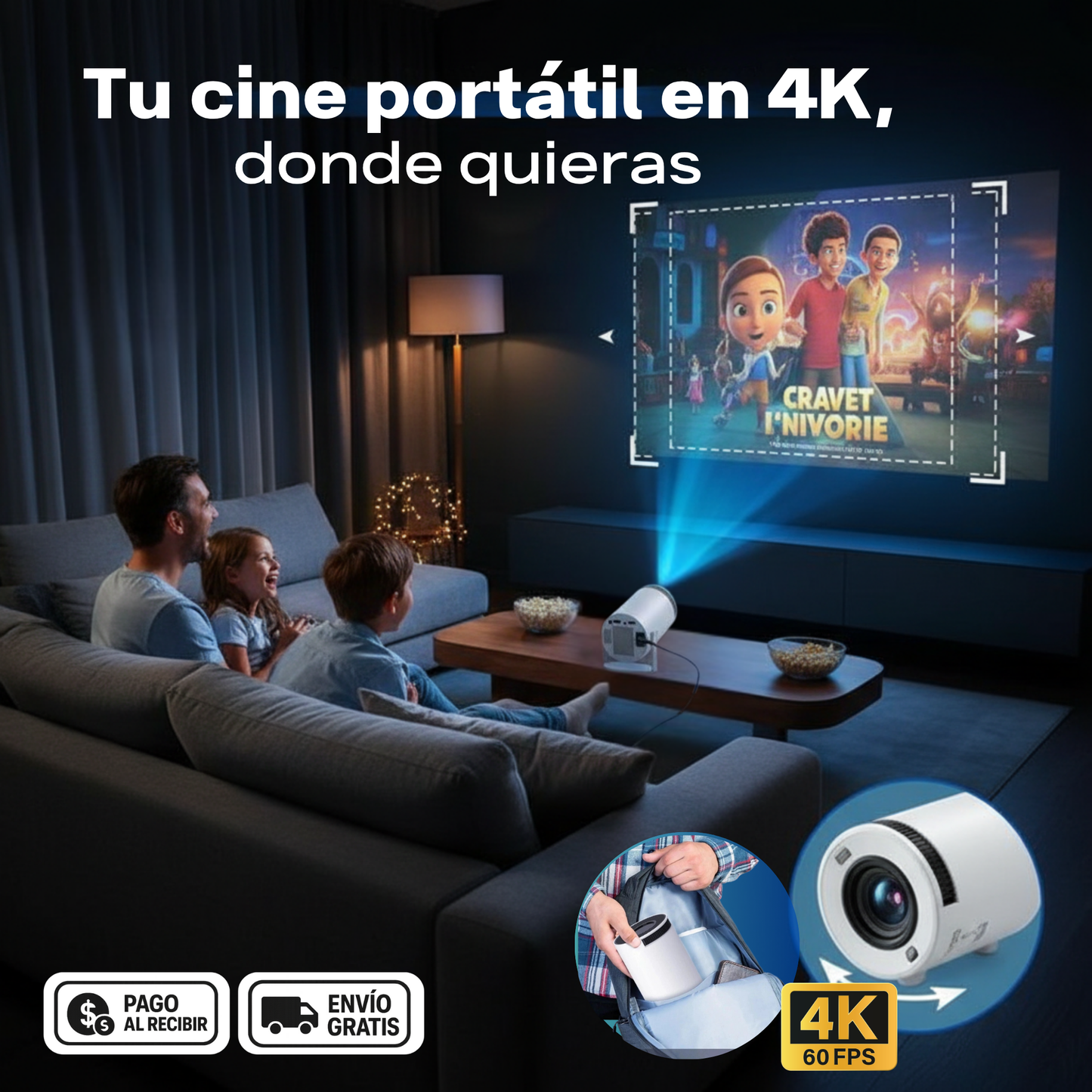 CinePro Max- Proyector Smart 4K Full HD Portátil con Android 11 -