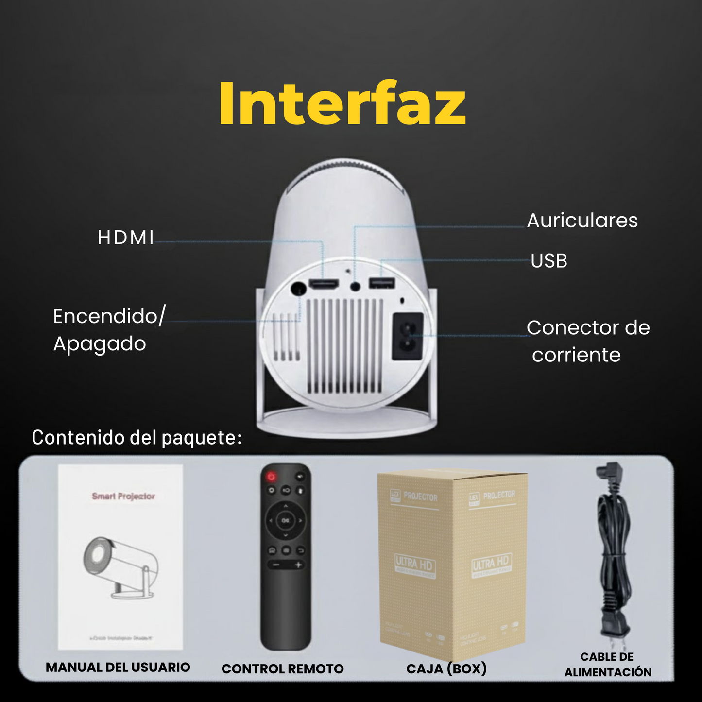 CinePro Max- Proyector Smart 4K Full HD Portátil con Android 11 -