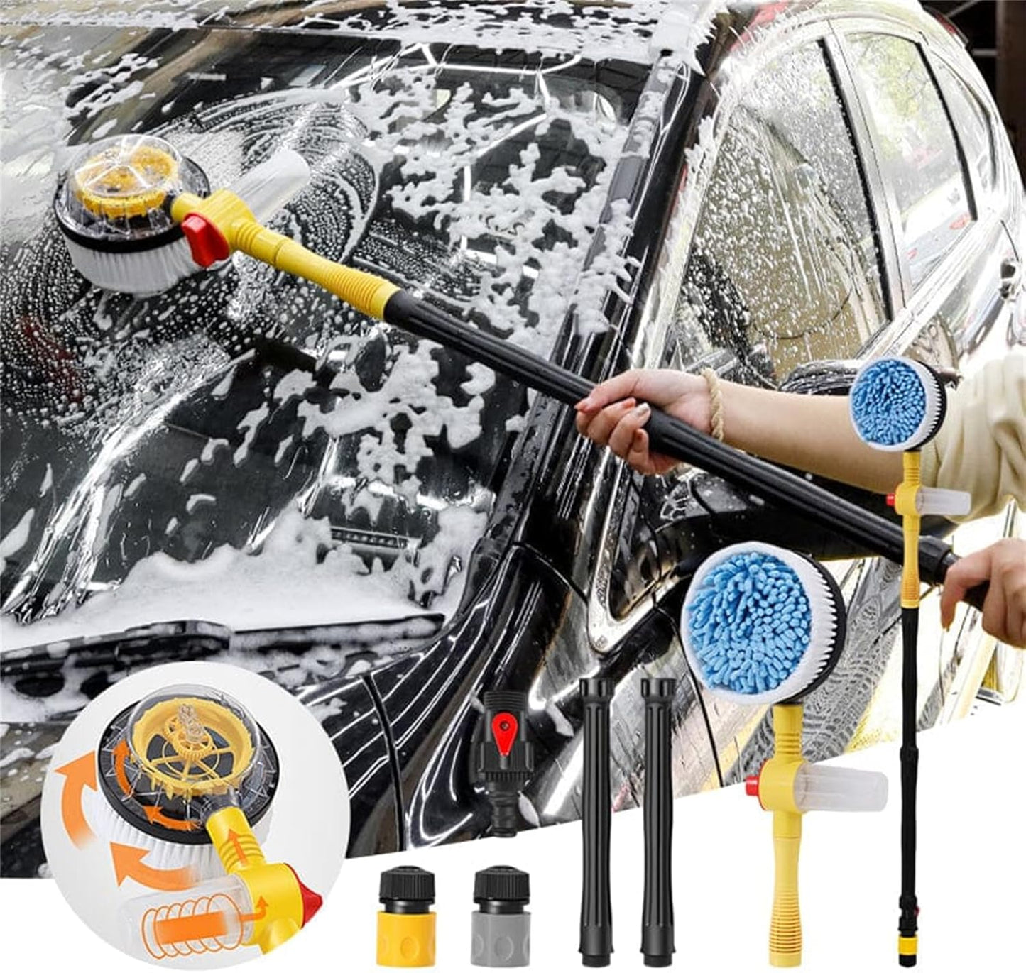 TurboBrush Pro 🚗💦 – Cepillo Giratorio con Pulverización Profesional