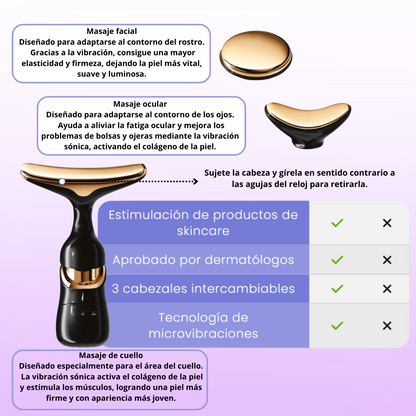 Masajeador Facial Eléctrico 3 en 1 Lifting Skin Vibratorio -  Antiarrugas Rejuvenecedor Portátil