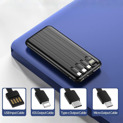 🔋✨ Powerbank carga inalámbrico+ 4 cables integrados 12000 mAh