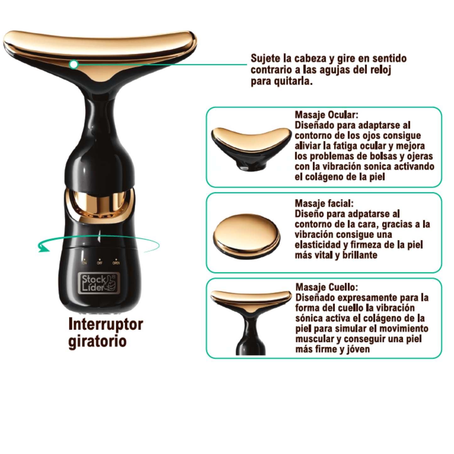 Masajeador Facial Eléctrico 3 en 1 Lifting Skin Vibratorio -  Antiarrugas Rejuvenecedor Portátil