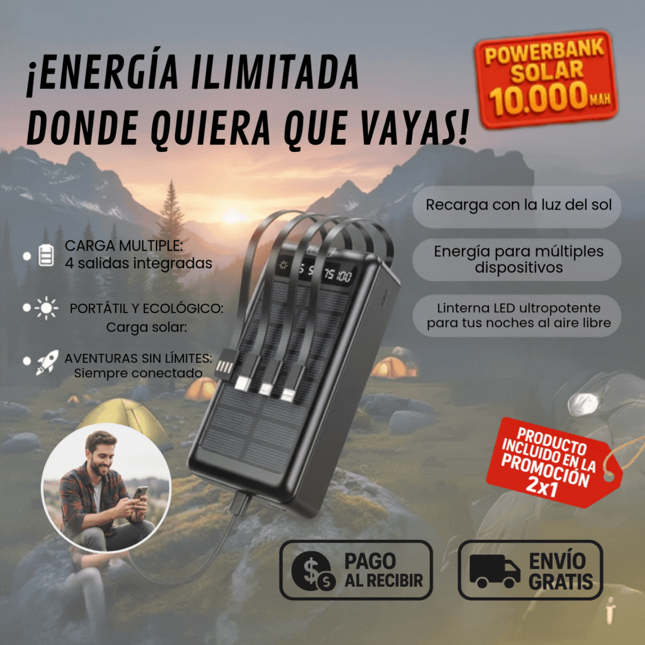🔋☀️ PowerSolar Max – Energía sin límites donde vayas - 10.000 mAh