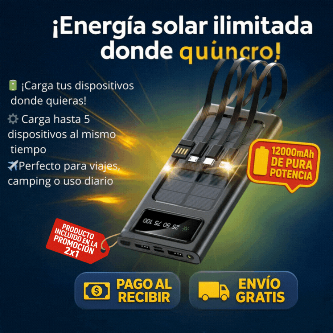 🔋☀️ PowerSolar Max – Energía sin límites donde vayas - 12.000 mAh