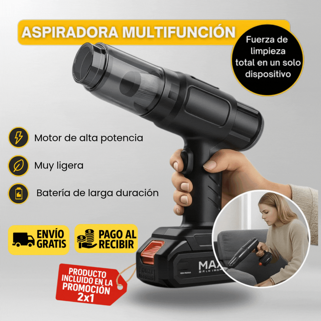 🌀 Aspiradora Multifunción – Limpieza que cabe en tu mano 🤲✨