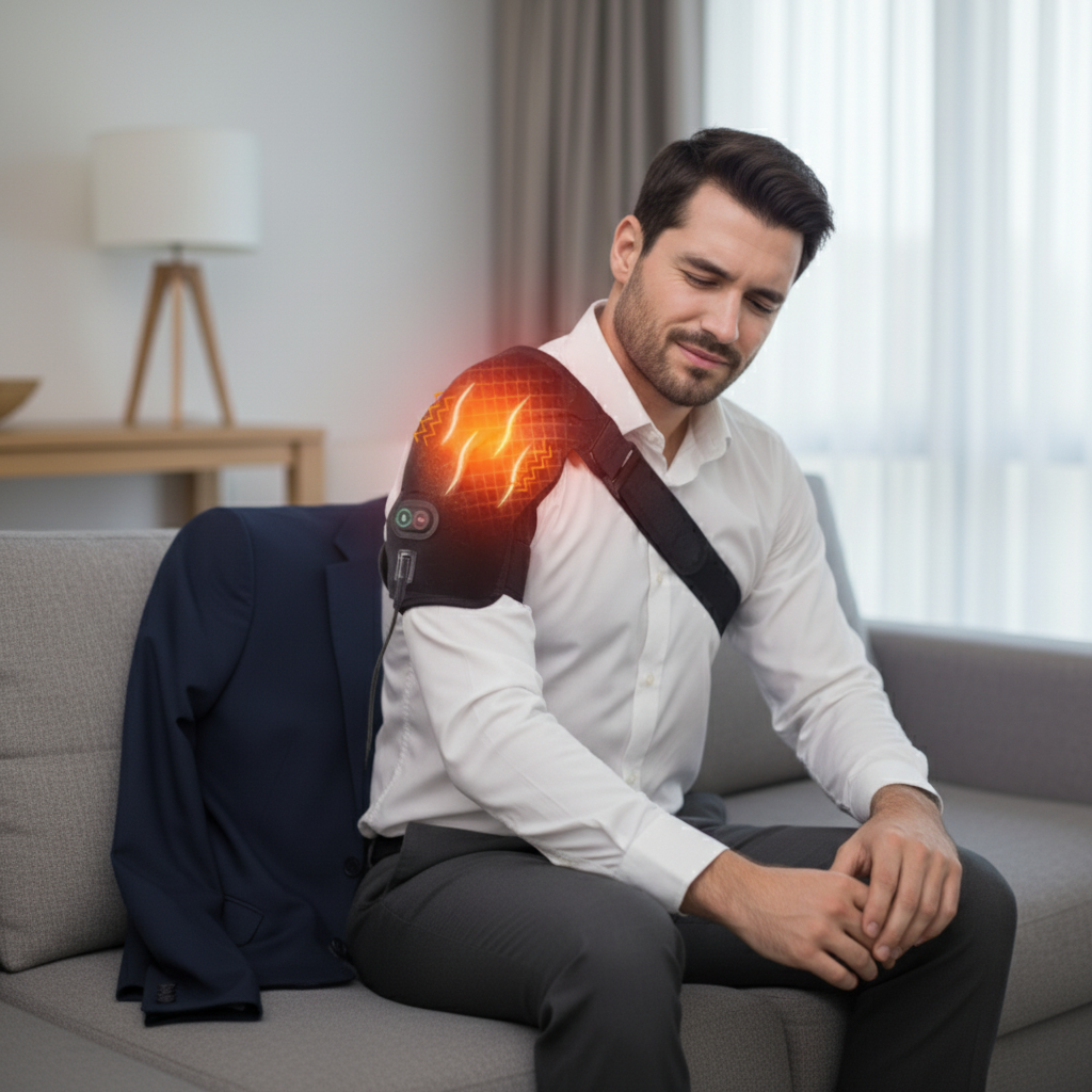 Masajeador de hombros ajustables con calefacción y vibración