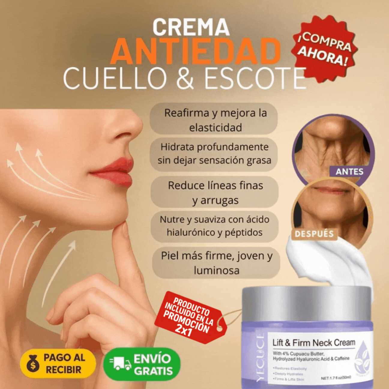 Crema Antienvejecimiento Cuello y Escote 💖Rejuvenecedora Total