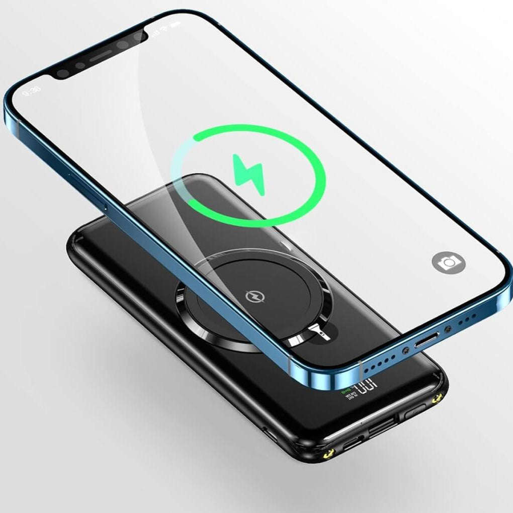 🔋✨ Powerbank carga inalámbrico+ 4 cables integrados 12000 mAh